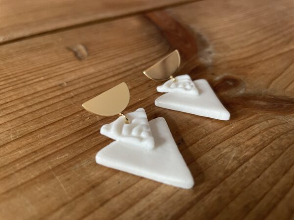 Boucles d'oreilles double petits triangles texturés