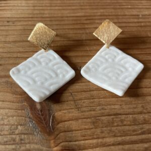 Bijoux-boucles-d-oreilles-carré-géométrique-porcelaine-fait-main