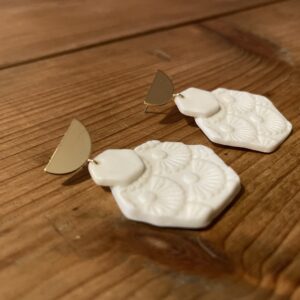 Boucles d'oreilles doubles hexagones texturés
