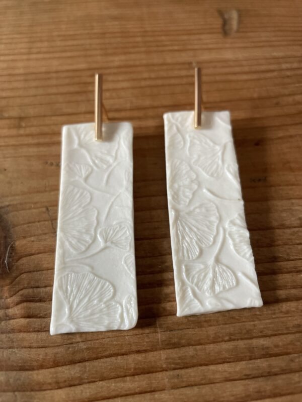 Boucles d’oreilles rectangles gingko – Image 2