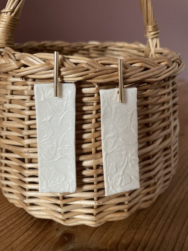 Boucles d’oreilles rectangles gingko – Image 3