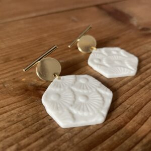 Boucles d'oreilles hexagones texturés