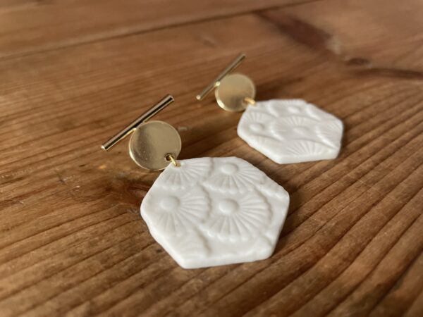 Boucles d'oreilles hexagones texturés