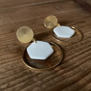 Boucles d’oreilles hexagones encerclés