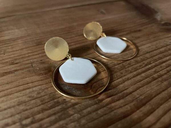 Boucles d’oreilles hexagones encerclés