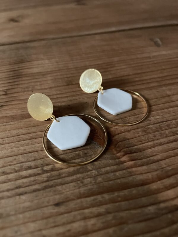 Boucles d’oreilles hexagones encerclés – Image 2