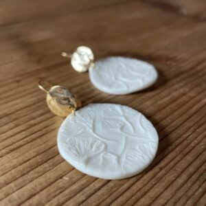 Boucles d’oreilles rondes impression gingko