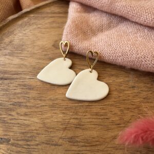 Boucles d’oreilles petit cœur & son cœur doré