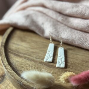 Boucles d’oreilles rectangle impression fleur